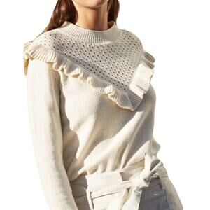 NWOT WILFRED Sweater S Chaume Ruffle Yoke Swiss Dot Mock Neck